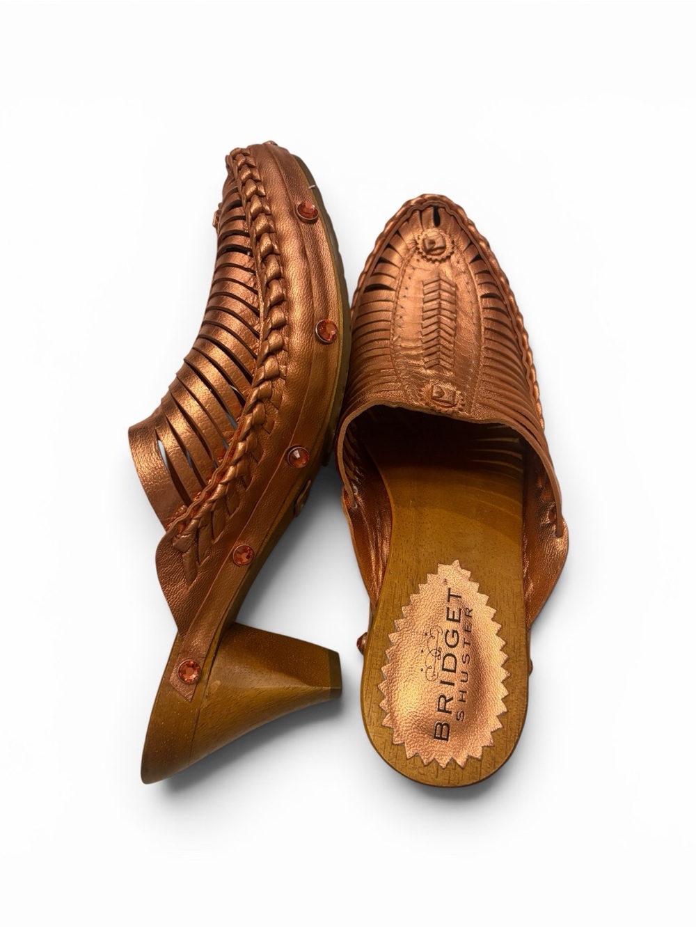 Bridget Shuster Designer Vintage
"Abba" Metallic Leather Clog Mules
Sz 8- NWOT